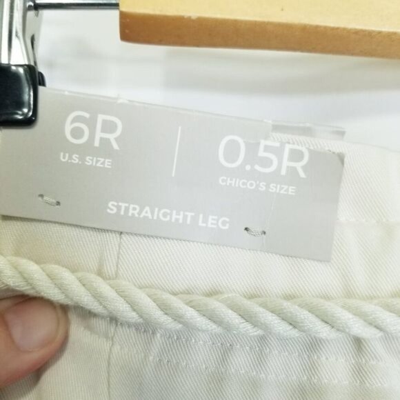 Chicos Womens Straight Leg Pants Size 6R / 0.5R Lyocell Blend Natural‎ Cream - Picture 5 of 11